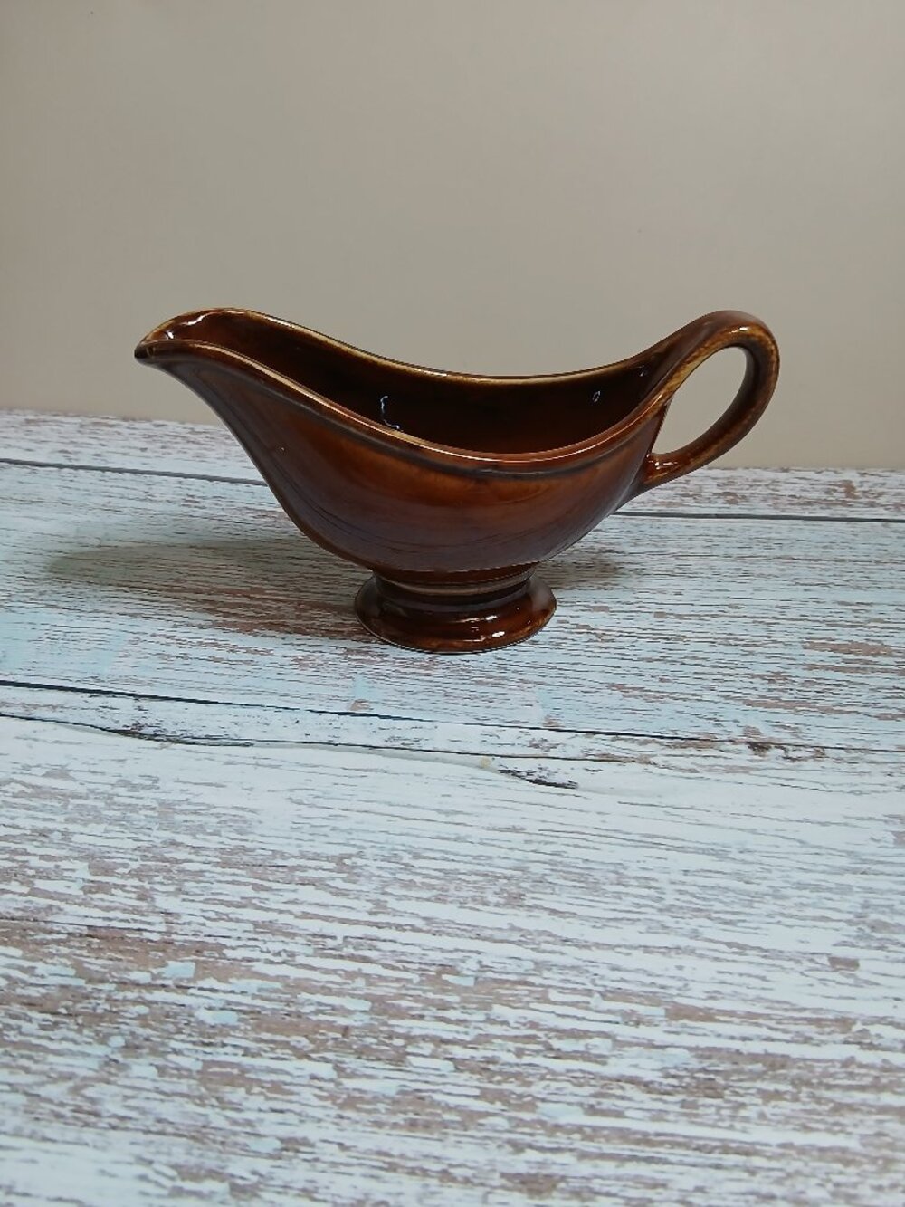 Vintage Hall China Small Brown Gravy/Sauce Boat